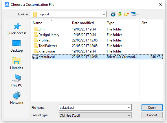 will bricscad load lisp in support folder