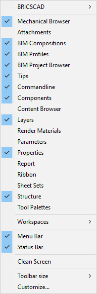 ribon menu for bricscad