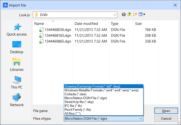 export dwg to dgn