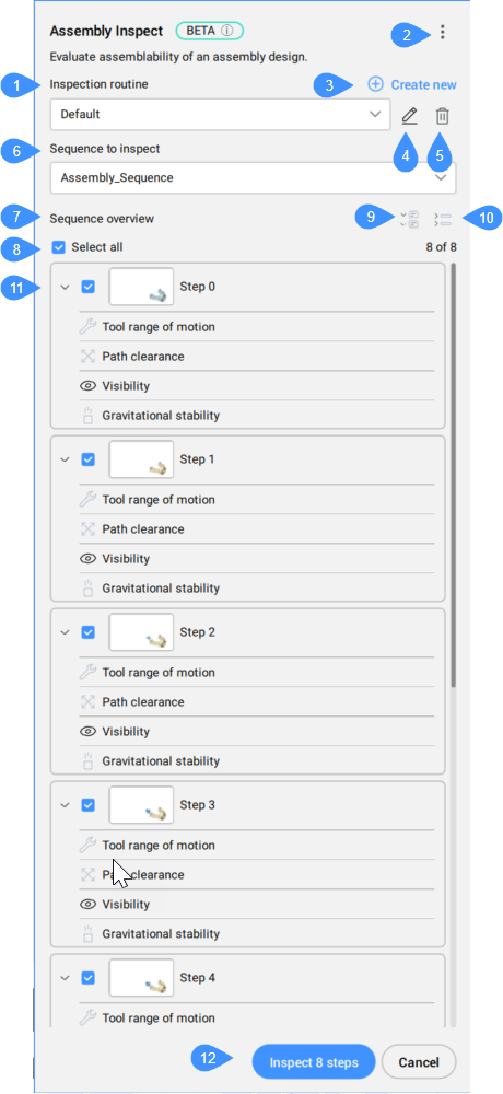 BMASSEMBLYINSPECT Command - BricsCAD Lite & Pro | Bricsys Help Center