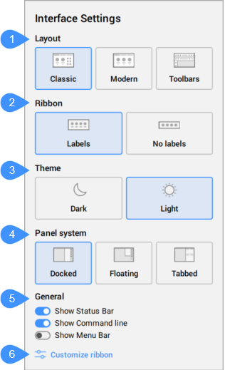 Interface Settings Dialog Box - BricsCAD Lite & Pro | Bricsys Help Center