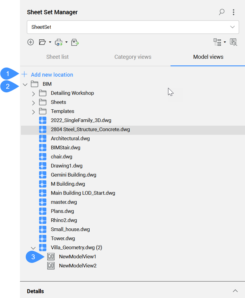 Sheet Set Manager panel BricsCAD Bricsys Help Center