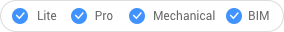 BricsCAD Lite; BricsCAD Pro; BricsCAD Mechanical; BricsCAD BIM