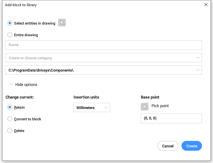 create block bricscad